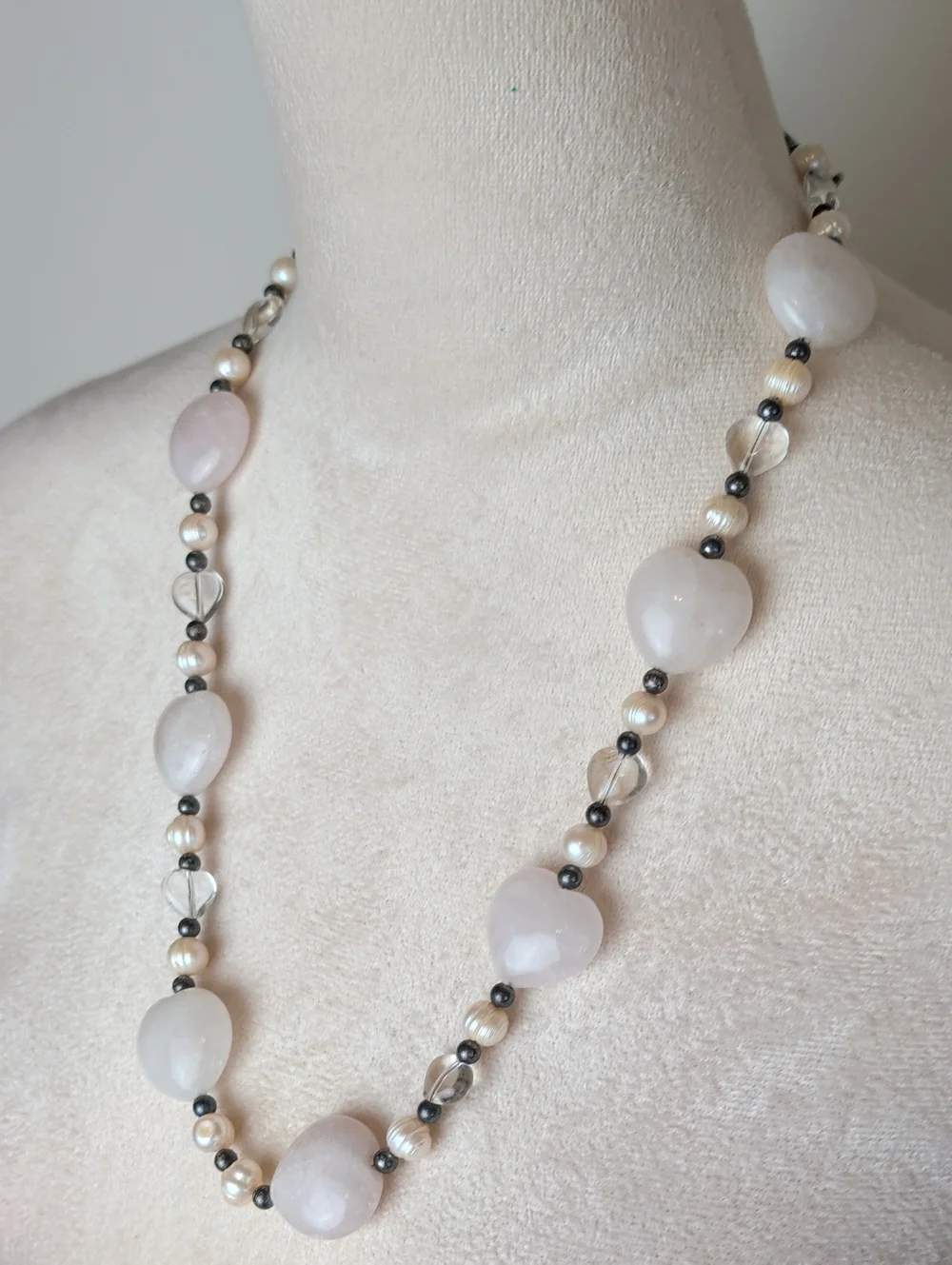 925 Sterling Silver Freshwater Pearl & Natural Gemstone Necklace Artisan